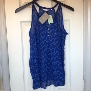 Anthropologie Zoa 100% silk blue detailed tank